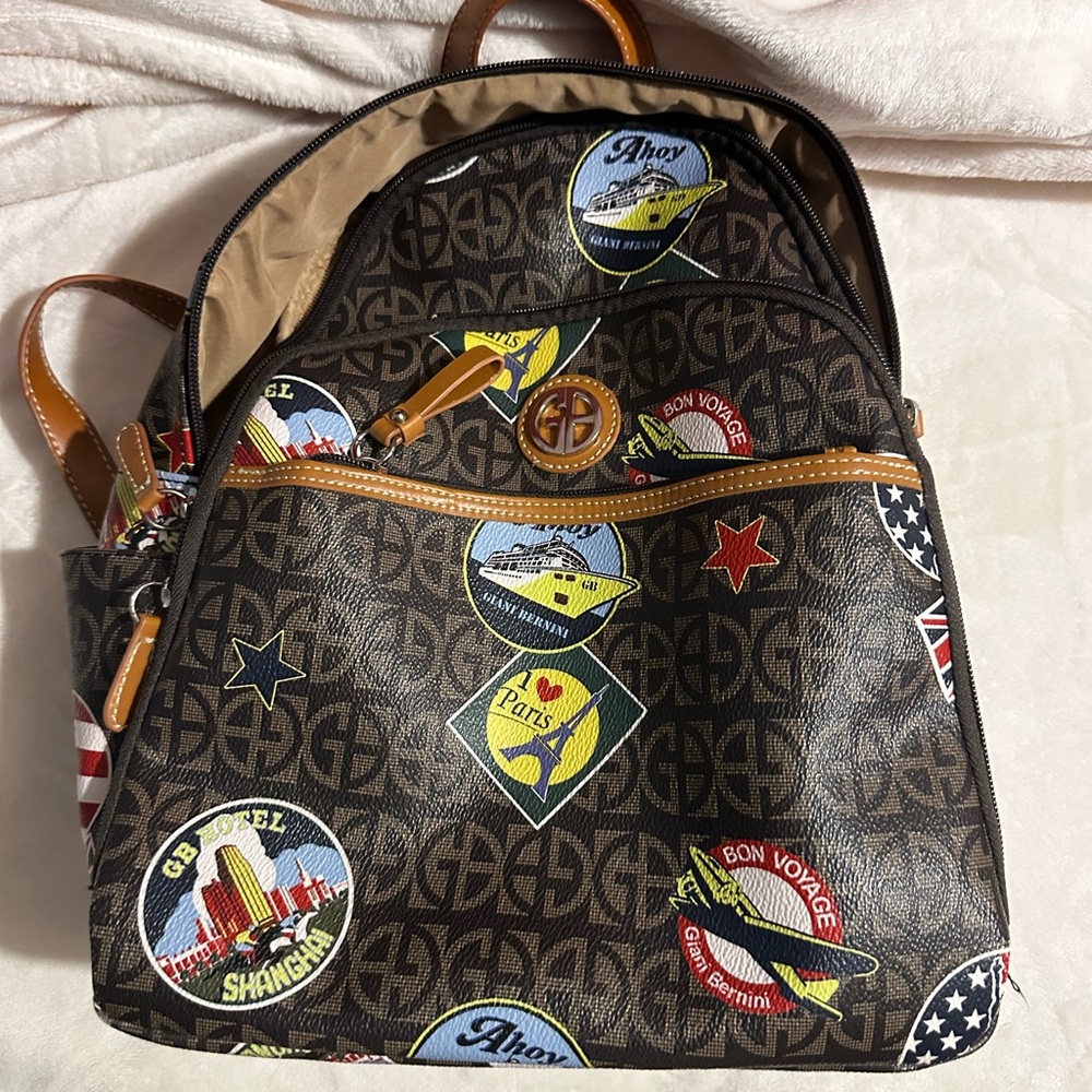 Giani Bernini Brown Backpack with Travel-Inspired Design